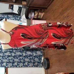 Spaghetti strap dress black, white and red